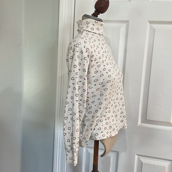 Vintage Christmas white turtleneck candy canes Hearts bows garland womens size S - Picture 4 of 9